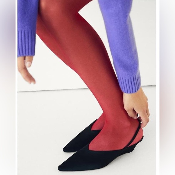 NWT. Massimo Dutti Limited Edition Black Satin Effect Wedge Shoes. Size 8. - Picture 6 of 13